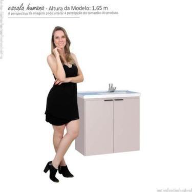 Imagem de Armário Banheiro Gabinete Completo Com Pia Aster 60cm Nude - Cozimax