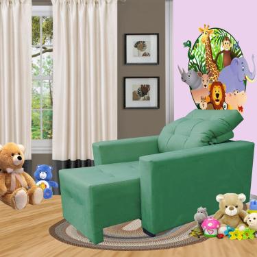 Imagem de Poltrona De Amamentação E Decoração Quarto Sala Reclinável Leticia Verde