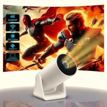 Imagem de Mini Projetor Portátil 4K 1080P Full HD 5G Wifi 6 BT 5.0 Android 11, Autofoco, compatível com Smartphones, PS4, PS5, XBOX, Tablets, Notebooks | Projetor smart 4k | GUDZ