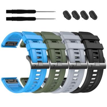 Imagem de EZMVZKU Pulseira de silicone de ajuste rápido de 22 mm compatível com Garmin Fenix 8/8Pro 47 mm/Fenix 7/7 Pro/6/6 Pro/5 Plus, pulseira de relógio para Forerunner 970 965 955/Approach S70/Tactix 8