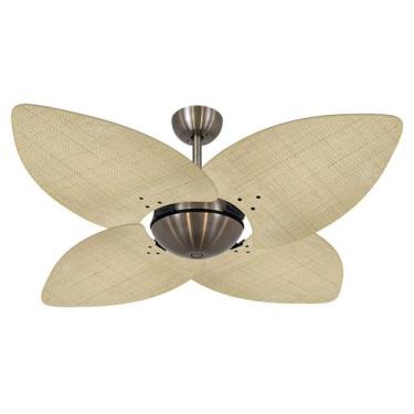 Imagem de Ventilador De Teto Office Bronze 4 Pás Rattan Natural 220V - Volare