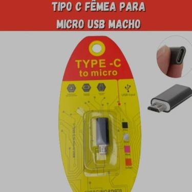 Imagem de Adaptador USB Tipo C Fêmea para Micro USB Macho V8 para Celular Androi