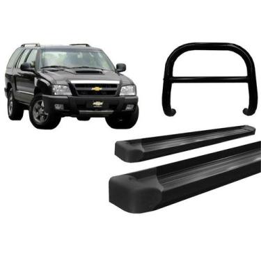 Imagem de Kit Quebra Mato Barra Estribo Plataforma Preto Para Blazer - HOZZ