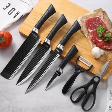 Imagem de Kit De Facas Para Churrasco 6 Peças Fio Navalha Inox Antiaderente - KI