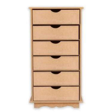 Imagem de Organizador De Mdf Crú Madeira Natural 6 Gavetas Multiuso - Ana Decora