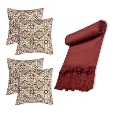 Imagem de Kit Manta de Sofá Lisa Grande 2,80 x 2,00 com 4 Capas Para Almofada - 
