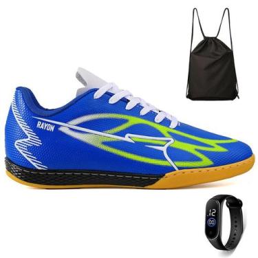 Imagem de Kit Chuteira Futsal Futebol Quadra Salao + Mochila + Relogio Adulto - 