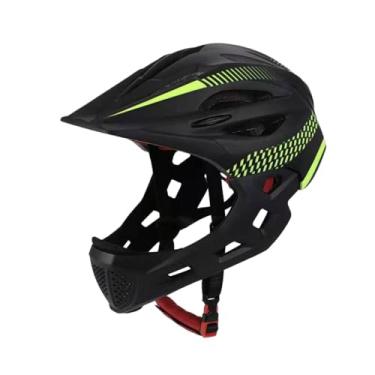 Imagem de Aymzbd Capacete de Bicicleta Infantil, Capacete Facial Completo Ajustável, Portátil, Capacete de Bicicleta para Crianças, Skate, Escalada, preto verde