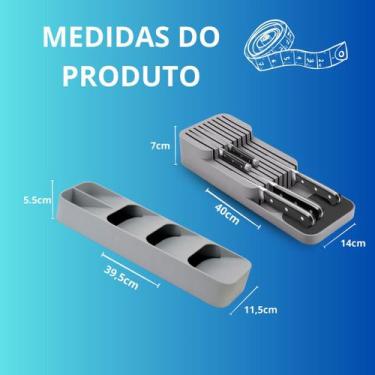 Imagem de Kit Porta Talheres E Organizador De Facas Compacto Com Divisórias De A