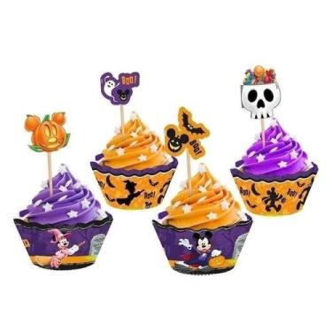 Imagem de Cupcake Wrapper Enfeite Festa Halloween Disney 12 Uni Regina - FESTCOL