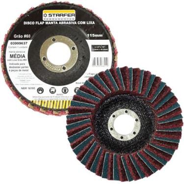 Imagem de Disco Flap com Manta e Lixa Grão 60 4.1/2" Media Vermelho Ideal para D