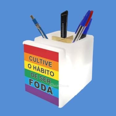 Imagem de Porta Caneta Lápis 4 Divisórias Organizador Mesa Escritório De Alta Qu
