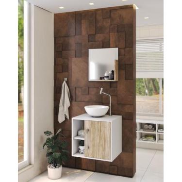 Imagem de Gabinete P/Banheiro C/cuba R30 e Espelheira Soft 50cm - Compace, Branc