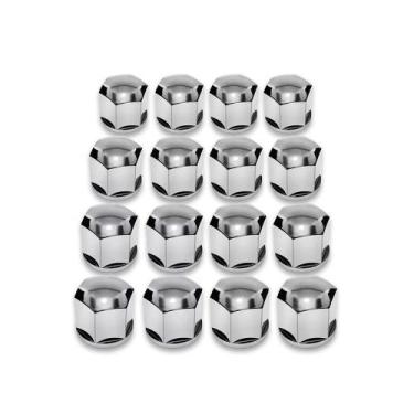 Imagem de Jogo Capa Parafuso Roda Lisa 17mm Tuning Cromado Universal com 16 Unid