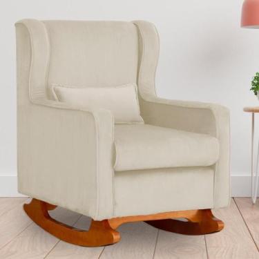 Imagem de Poltrona Amamentação Balanço Aurora Veludo Bege - LM DECOR