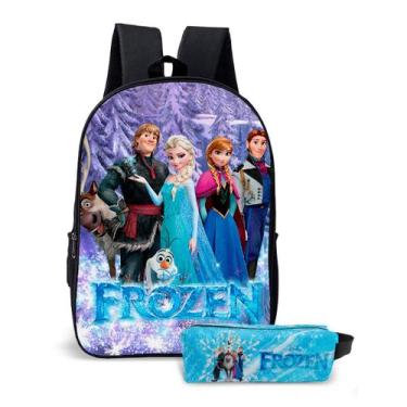 Imagem de Kit Mochila com Estojo Escolar Infantil Frozen Menina Elsa e Ana  - Us