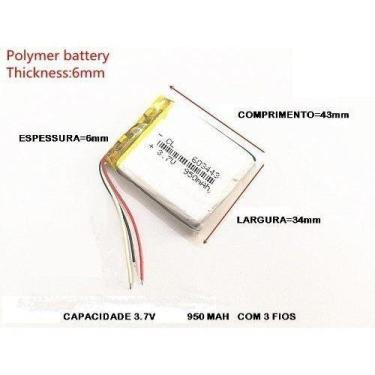 Imagem de Bateria Gps  Tv 5 Pol 3 Fios 950 Mah k - bgb