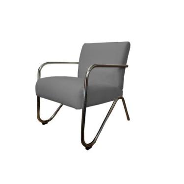 Imagem de Poltrona Decorativa Bela Suede Cinza Braço Cromado Ms Decor - Mansão D