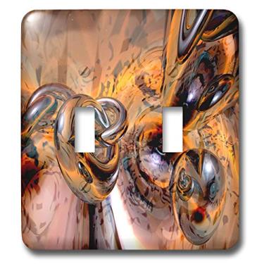 Imagem de 3dRose lsp_19437_2 Anéis de metal vazio abstrato em um interruptor duplo colorido e reflexivo digital 3D mundo