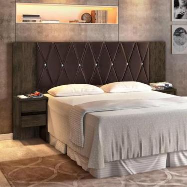 Imagem de Cabeceira Estofada Cama Box Casal e Queen 4 Gavetas 2 Nichos - cabecei
