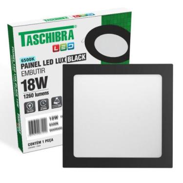 Imagem de Painel de Led Quadrado Embutir 18W Preto Bivolt Taschibra, 6500K - Bra