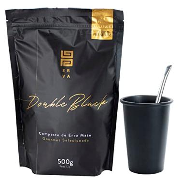 Imagem de KIT COMPLETO COPO DE TERERÉ PRETO 350ML + BOMBA DE TERERE + BLACK ERVA 500G (Double Black)