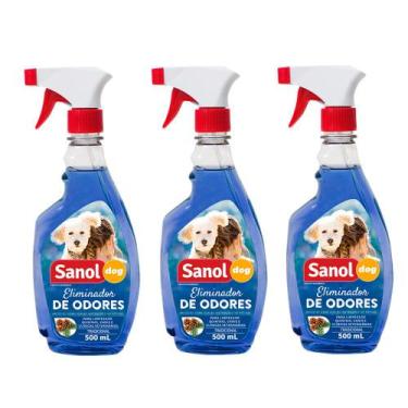 Imagem de Kit 3 Eliminador de Odores Sanol Dog Spray 500ml