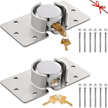 Imagem de Fechadura de Porta de Van OIHYA, Cadeado e Ferrolho Ocultos, Aço Sólido, Resistente de 73 mm, 4 Chaves, Parafusos de 80 mm, para Vans, Caminhões, Portões e Reboques, 2 unidades