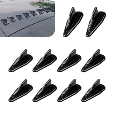 Imagem de getfay Antena de vórtice de ar de asa traseira de teto spoiler de carro de 10 peças, 8 cm x 3 cm x 2 cm, estilo EVO, difusor de barbatana de tubarão, acessórios de antena externa de montagem