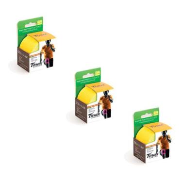 Imagem de KIT 03 Rolos de Bandagem Elástica Adesiva Tmax 5cm x 5m, Amarelo