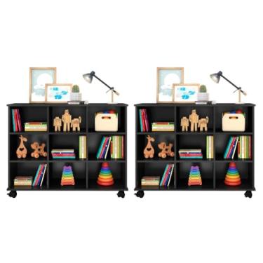 Imagem de Kit 2 Nichos Organizadores Multifuncionais com Rodízios Toys Preto - Mpozenato