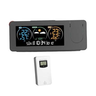 Imagem de Gralara Estação Meteorológica Digital Projetor Despertador Calendário Multifuncional Interior Exterior Previsão Do Tempo Termômetro Higrômetro