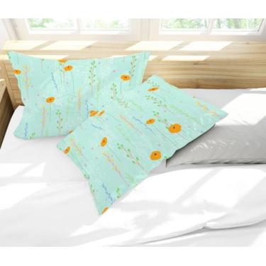 Imagem de Par de Fronhas Estampa Flores Amarelas e Ramos - Core Decore