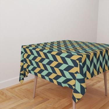 Imagem de Toalha De Mesa Quadrada 4 Lugares Tecido Oxford Geométrico Chevron TL2