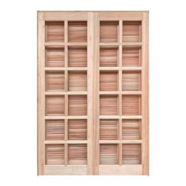 Imagem de Porta Balcão de Abrir / Abrir de Madeira Padrão Cedro Reto Esquadrias 