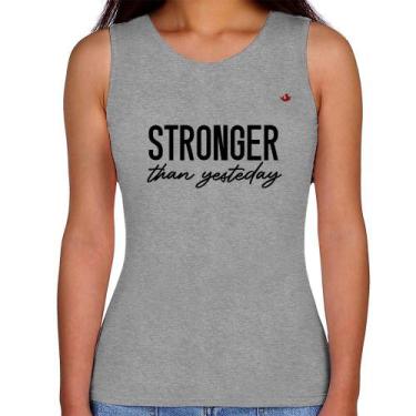 Imagem de Regata Feminina Stronger than yesterday - Foca na Moda, Cinza, P