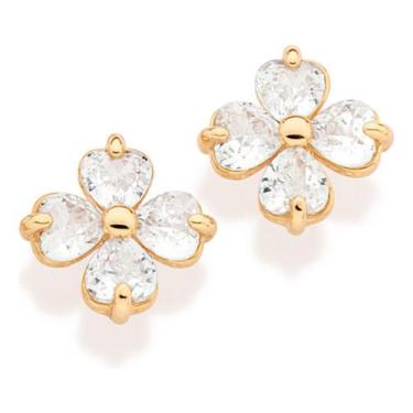 Imagem de Brinco Flor Cravejado Por 8 Zircônias Forma 527193 - ROMMANEL, Branco,