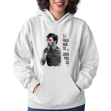 Imagem de Moletom Feminino Fala muito & Joga pouco - Foca na Moda, Branco, GG