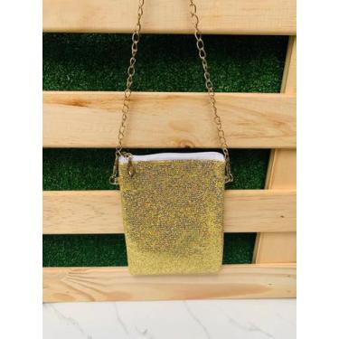 Imagem de Bolsa Brilhos Transversal Alça Dourada 19CM X 14CM 7001 - Liu , Dourad