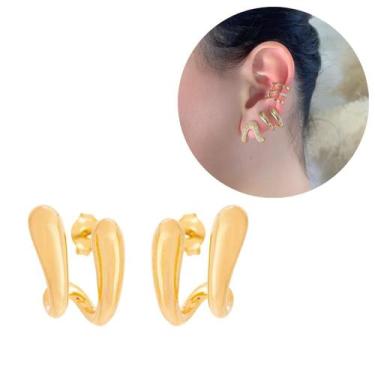 Imagem de Brinco 2 em 1 Segundo Furo Prata925 Ouro18k Garantia Vitalícia - cy se