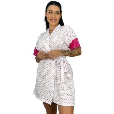 Imagem de Robe Feminino Roupão Kimono c/ Renda nas Mangas  030EST - La Belle Cel