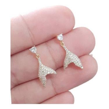 Imagem de Brinco Pingente Pedra Zirconia Fundo Do Mar Calda De Sereia - De Castr