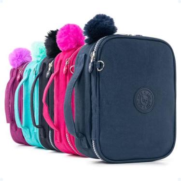 Imagem de Estojo Box Organizador Escolar Bolsinha De Lápis Com Pompom - Hxt, Azu