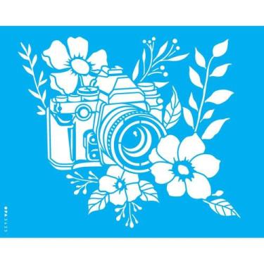 Imagem de Stencil Opa 20 x 25 cm - Camera Com Flores - 3435 - Opa Criando Arte