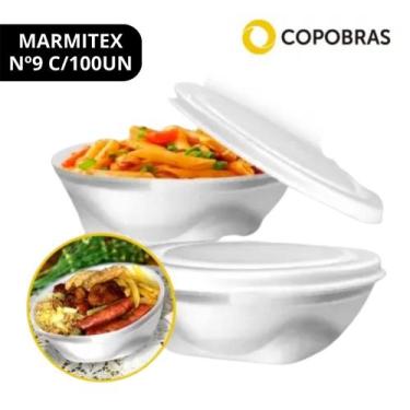 Imagem de  Marmitex N9 de Isopor 1100ml com Tampa 100 Unidades - COPOBRAS