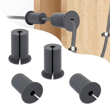 Imagem de Kit de roteamento de cabos Starlink de 4 peças para orifício de parede de 2,5 cm, ilhós de parede Starlink, ilhós de silicone perfurado, ilhós de perfuração de cabo (cinza))