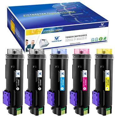Imagem de VICTORSTAR 5 pacotes (2BK+CMY) Cartuchos de toner compatíveis para Xerox Phaser 6510 WorkCentre 6515 Rendimento de volume extra alto 5500 páginas para BK e 4300 páginas para C/M/Y para impressoras a laser Xerox 6510 6515