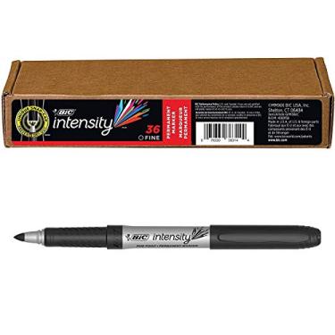 Imagem de BIC Marcadores permanentes de intensidade, ponta fina, preto, vibrante e de longa duração, 36 unidades