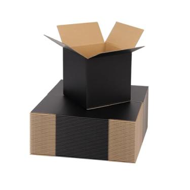 Imagem de OUGEBOX Caixas de Remessa 6X6X6 para Embalagem de Pequenas Empresas, Pacote com 30 Caixas de Papelão Ondulado Pretas, Pequenas Caixas de Correspondência para Embalagem de Remessa