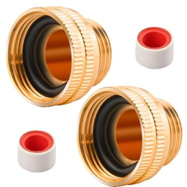 Imagem de Jingzan Pacote com 2 adaptadores de mangueira de jardim, 2,5 cm NPSH fêmea x 3/10.2 cm GHT macho acessórios de latão sólido resistente conector fêmea para macho (pacote com 2 FHT de 2,5 cm para MHT)
